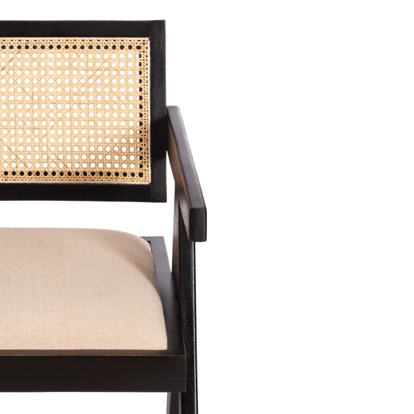 Стул с подлокотником Secret de Maison BLACK LABEL (mod. SL-1101) дерево манго/ткань/тростник, 51х54х79 см, черный/натуральный фото № 6