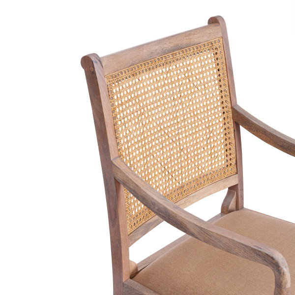 Кресло Secret De Maison RIVIERA (mod.2373) дерево манго/ткань/тростник, 55х45х95 см, white wash/натуральный фото № 10
