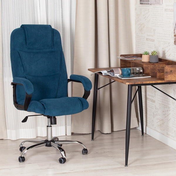 Кресло BERGAMO хром (22) флок , синий, 32 фото № 15