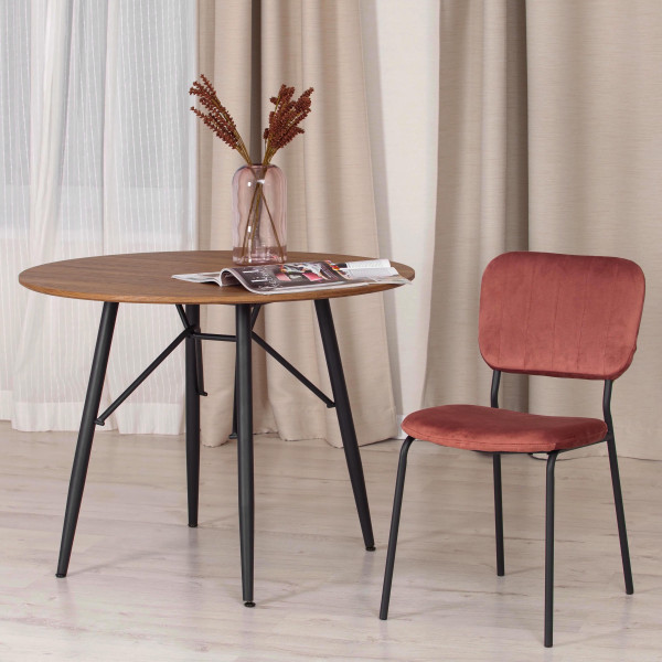 Стул CAROL (mod. UC06) металл, вельвет, 45 х 56 х 82 см, Coral (коралловый) HLR44 / черный фото № 8