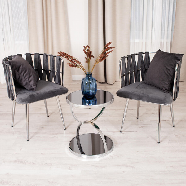 Кофейный столик GROTTO (mod. 9157) металл/дымчатое стекло, 42 х 42 х 50 см, хром фото № 4