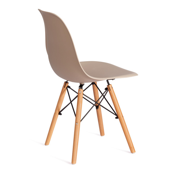 Стул CINDY (EAMES) (mod. 1801) дерево бук/металл/сиденье пластик, 45x51x82 см, Beige (Бежевый) фото № 3