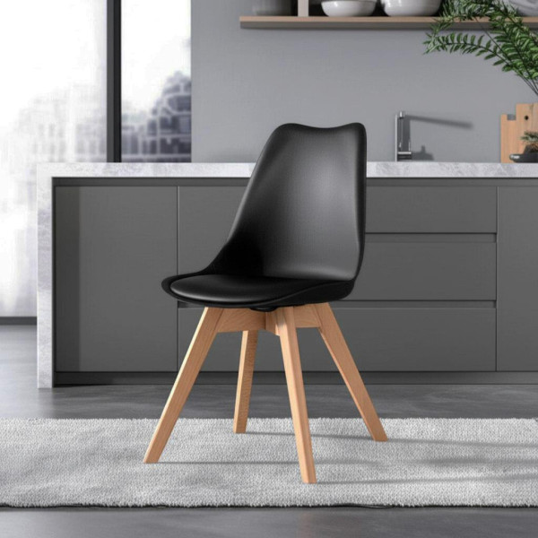 Стул TULIP (mod. 73-1) дерево/пластик/экокожа, 47,5x55x80 см, черный фото № 9