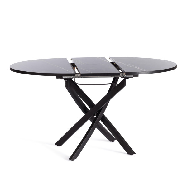 Стол MANZANA ЛДСП/HPL/металл, 100 х 100+30 х 75 см, Мрамор чёрный/чёрный фото № 5