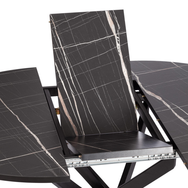 Стол MANZANA ЛДСП/HPL/металл, 100 х 100+30 х 75 см, Мрамор чёрный/чёрный фото № 8