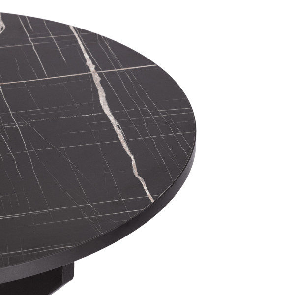 Стол MANZANA ЛДСП/HPL/металл, 100 х 100+30 х 75 см, Мрамор чёрный/чёрный фото № 9