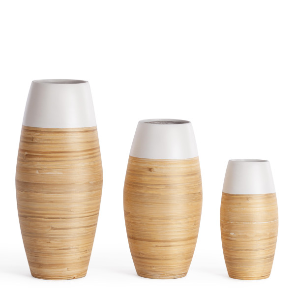 Набор ваз Secret De Maison VINA ( mod. LS-0182 )  бамбук, 22 х 22 х 50 см , 20х 20 х 40 см, 15 х 15 х 30 см, белый/бежевый фото № 2