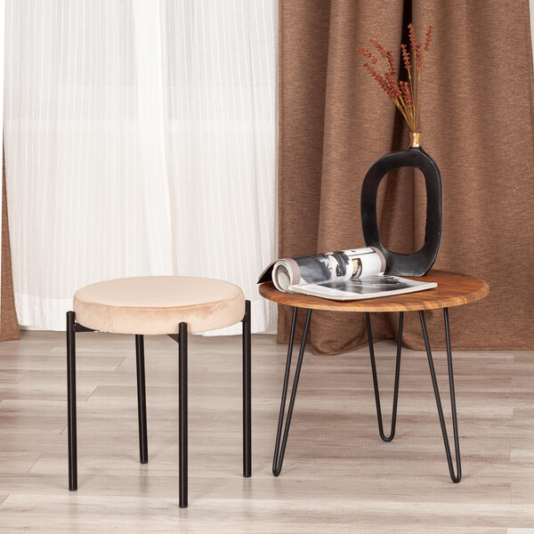 Табурет REVO (mod. 7034) ткань/металл, 44 х 44 х 47 см, бежевый barkhat 5/черный фото № 5