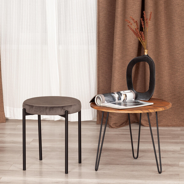 Табурет REVO (mod. 7034) ткань/металл, 44 х 44 х 47 см, темно-серый barkhat 14/черный фото № 5