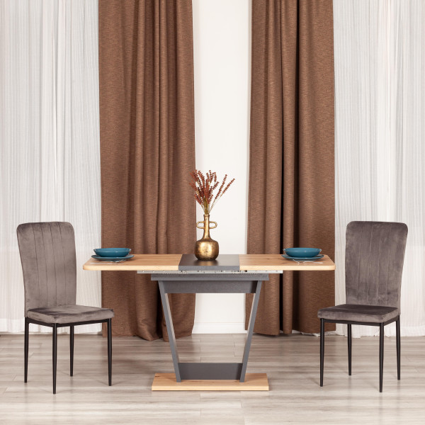 Стол обеденный FOX раздвижной ЛДСП, 68.6x110-145x75 см, Дуб артисан/Графит фото № 14