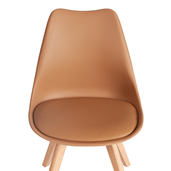 Стул TULIP (mod. 73-1) дерево/пластик/экокожа, 47,5x55x80 см, Бежевый (Latte) фото № 6
