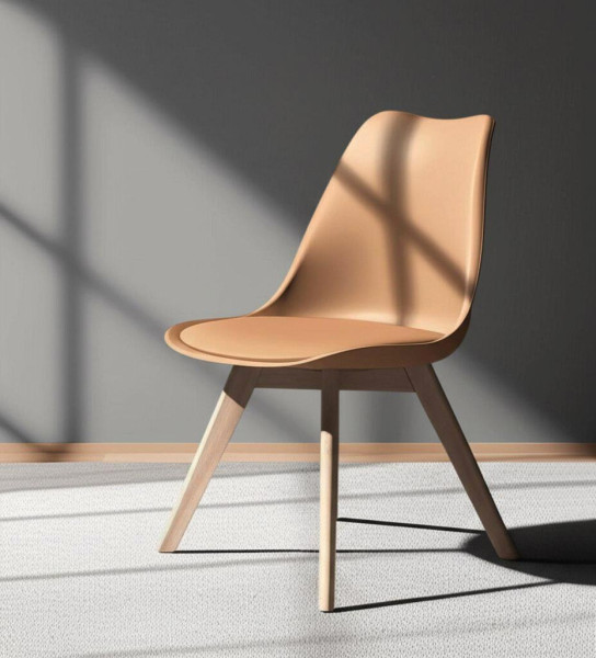 Стул TULIP (mod. 73-1) дерево/пластик/экокожа, 47,5x55x80 см, Бежевый (Latte) фото № 10
