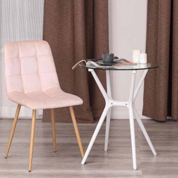 Стул CHILLY (mod. 7094-1) вельвет/металл, 44,5х52,5х86 см, pink (розовый) HLR39 / натуральный фото № 10