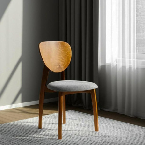 Стул DIAMANTE мягкое сидение бук, 42x42x85см, коричневый, ткань wool dimgrey, серый фото № 9