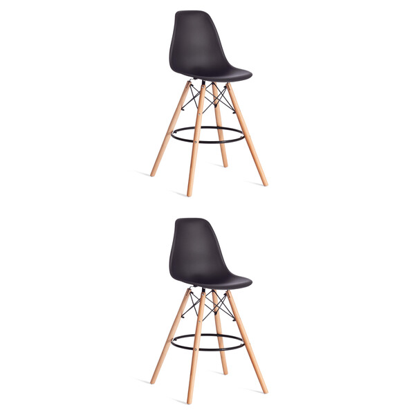 Стул барный Cindy Bar Chair/Синди Бар Чаир (мод. 80-1) дерево бук/металл/пластик, 50х51х109см, черный 3010/ натуральный фото № 11