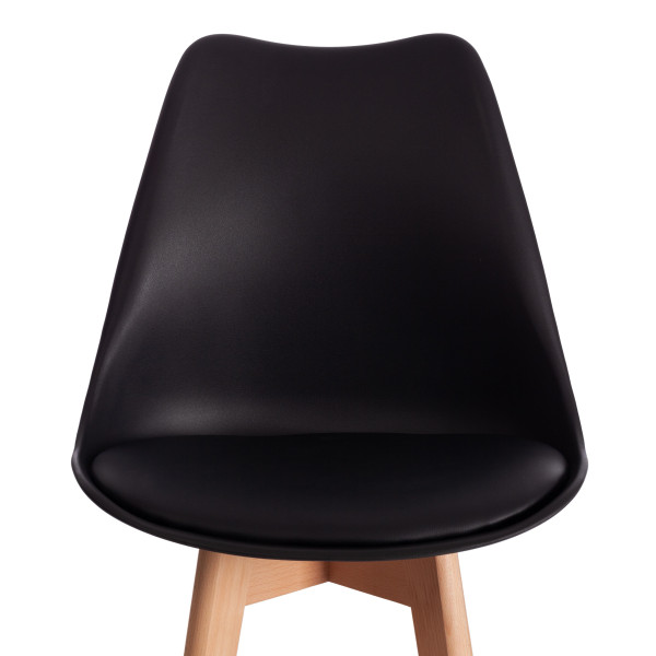 Стул барный TULIP BAR (mod. C1014H-1) пластик/дерево, 42 х 47,5 х 104 см, Black (Черный) 3010/ натуральный фото № 6