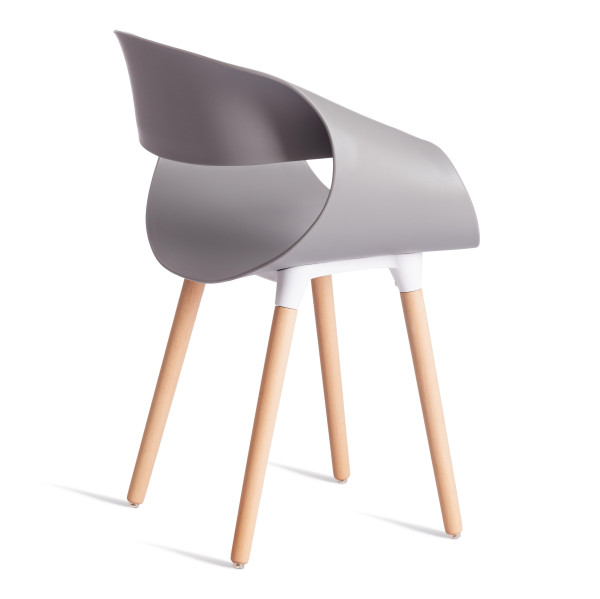 Стул QXX (mod. C1058-1) пластик/дерево, 60 х 53 х 81 см, Grey (серый) 92717 / натуральный фото № 3