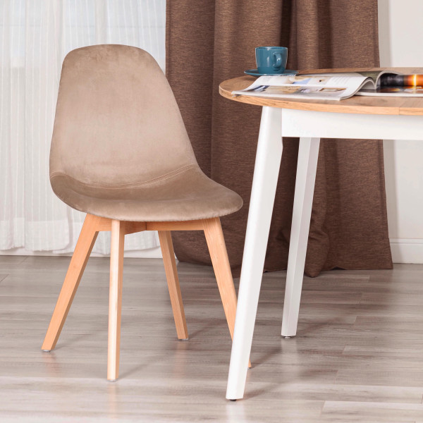 Стул CINDY SOFT (mod. C1021F1-1) вельвет/дерево бук, 55 х 48 х 83 см, brown (коричневый) HLR12 / натуральный фото № 10