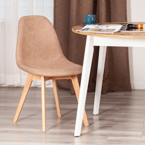 Стул CINDY SOFT (mod. C1021F1-1) вельвет/дерево бук, 55 х 48 х 83 см, Beige (Бежевый) LY1701-4 / натуральный фото № 10