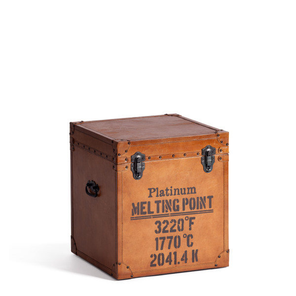 Столик - сундук Secret De Maison TRUNK ( mod. 2008 ) дерево манго/кожа буйвола, 40 х 40 х 45 см, Античный светлый фото № 2