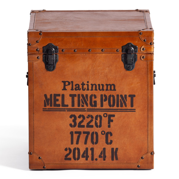 Столик - сундук Secret De Maison TRUNK ( mod. 2008 ) дерево манго/кожа буйвола, 40 х 40 х 45 см, Античный светлый фото № 7