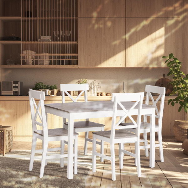 Обеденный комплект Хадсон (стол + 4 стула)/ Hudson Dining Set (mod.0104) МДФ/тополь/меламин, стол: 118х74х73 см, стул: 42,5x46,5x93,5 см, white (белый) / grey (серый) фото № 9
