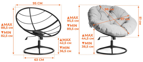 Кресло CLOUDE HOME рогожка/металл, 97х98х90-96см, коричневый, 3М7-147 фото № 16