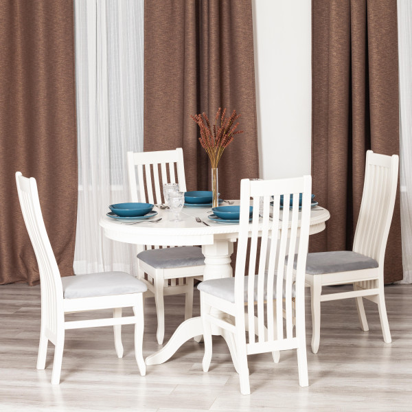 Стол STEFANO круглый бук, мдф, D90+30x77см, Ivory white фото № 14