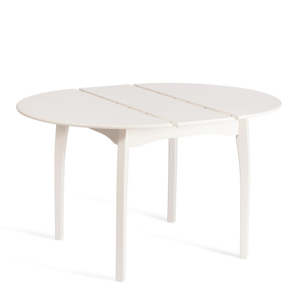 Стол DIAMANTE круглый бук, мдф, шпон дуба, 100 х 100+30 х 75 см, Ivory white фото № 4