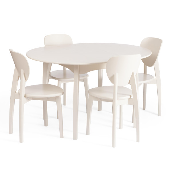 Стол DIAMANTE круглый бук, мдф, шпон дуба, 100 х 100+30 х 75 см, Ivory white фото № 10