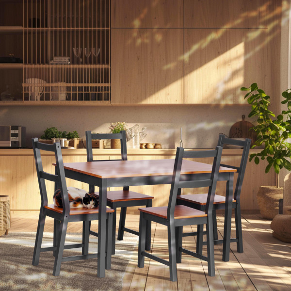 Обеденный комплект Sonata (стол + 4 стула) массив сосны, стол: 120х75х73см  стул :41х50х95см, антик /графит фото № 7