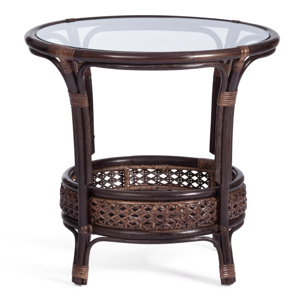 Комплект "PELANGI"  02/15 ( стол со стеклом + 4 кресла ) [с подушками] ротанг, кресло 65х65х77см, стол диаметр 64х61см, walnut (грецкий орех) фото № 2