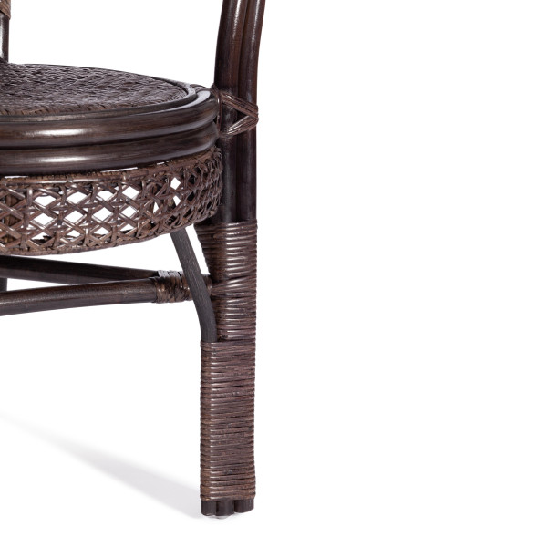 Комплект "PELANGI"  02/15 ( стол со стеклом + 4 кресла ) [с подушками] ротанг, кресло 65х65х77см, стол диаметр 64х61см, walnut (грецкий орех) фото № 10