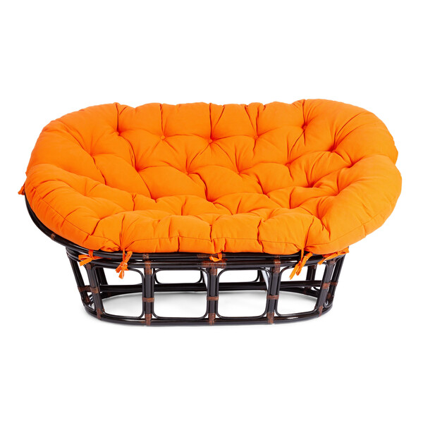 Диван MAMASAN/МАМАСАН 23/02 W /с подушкой/ подушка 182х119 см, 169х102х80 см, Antique brown (античный черно-коричневый), ткань, оранжевый, С 23 фото № 3