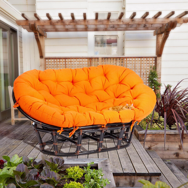 Диван MAMASAN/МАМАСАН 23/02 W /с подушкой/ подушка 182х119 см, 169х102х80 см, Antique brown (античный черно-коричневый), ткань, оранжевый, С 23 фото № 17