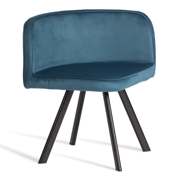 Комплект (стол, 4 стула) QUADRON (mod. PT14) Стол: МДФ/металл, стул: металл/велюр, 100х100х73 см, 69х56х71 см, Blue (синий) HLR62/черный фото № 2