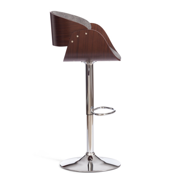 Барный стул LANDO (mod.4036) металл/дерево/ткань, 59х51х93-114 см, высота сиденья 62-83 см, серый/орех/хром, Aimcasa 28 фото № 2