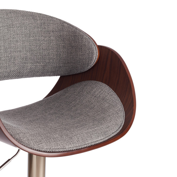 Барный стул LANDO (mod.4036) металл/дерево/ткань, 59х51х93-114 см, высота сиденья 62-83 см, серый/орех/хром, Aimcasa 28 фото № 7