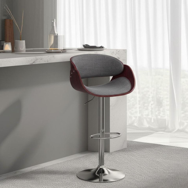 Барный стул LANDO (mod.4036) металл/дерево/ткань, 59х51х93-114 см, высота сиденья 62-83 см, серый/орех/хром, Aimcasa 28 фото № 13