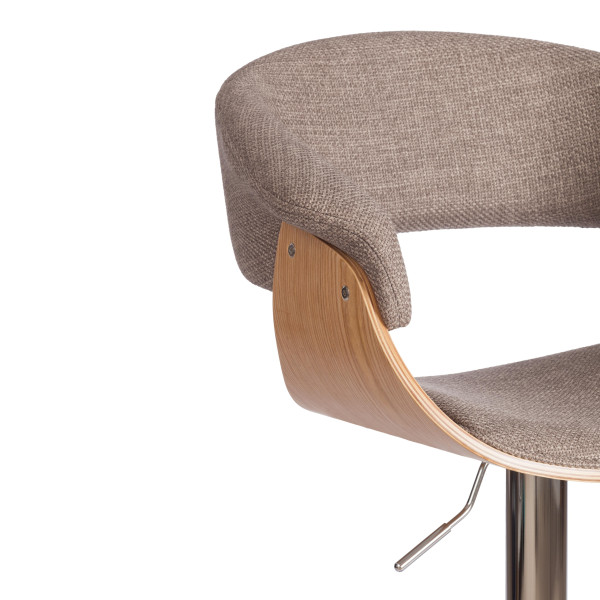 Барный стул VIMTA (mod.4021S) металл/дерево/ткань, 60х51х91,5-112,5 см, выс. сид. 61,5-82,5 см, бежевый/натур./хром, Aimcasa 5 фото № 9