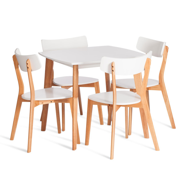 Стол обеденный Claire квадратный столешница МДФ, опоры дерево гевея, белый / натуральное дерево, 80 x 80 x 75см фото № 6