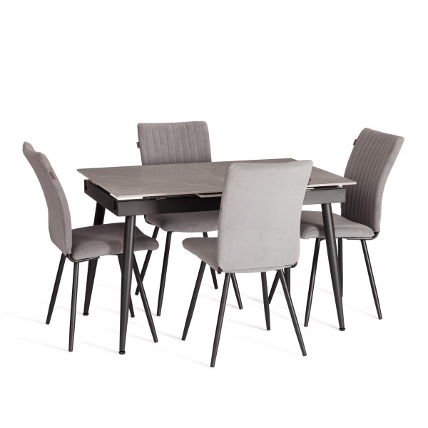 Стол обеденный Balmoral (mod.OKT-2294) столешница керамика (матовая) /опоры металл, серый/чёрный, (120+40)х80х75 см фото № 8