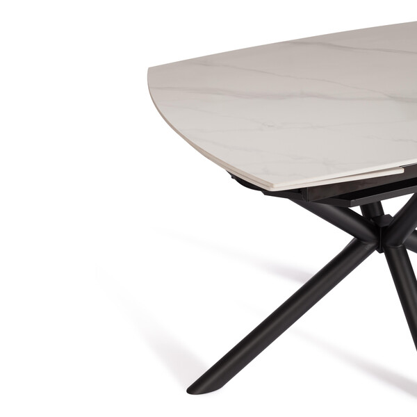 Стол обеденный Winston (mod.LDT-507 OKT-2462) столешница керамика (глянцевая) / опоры металл, белый/черный, 30х120х30 см фото № 10