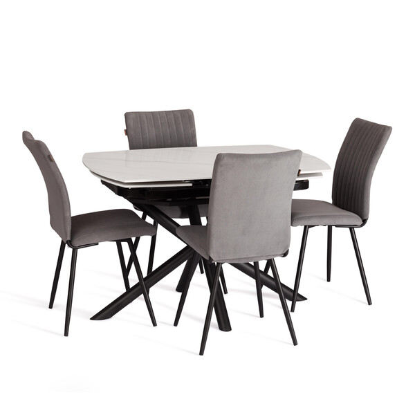 Стол обеденный Winston (mod.LDT-507 OKT-2462) столешница керамика (глянцевая) / опоры металл, белый/черный, 30х120х30 см фото № 19