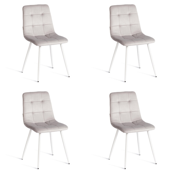 Стул CHILLY (mod. JSC-220) Велюр/металл , 44,5х52,5х88 см, Light grey (светло-серый) HLR14 / белый фото № 12