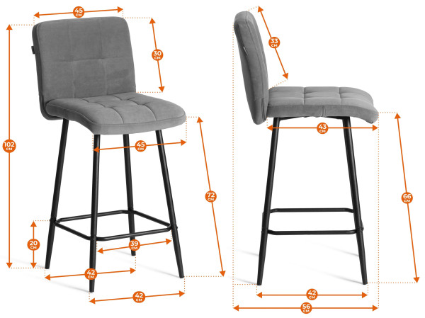 Полубарный стул  Medeo/Медео велюр, бежевый, 7, 42х56х102 см фото № 16