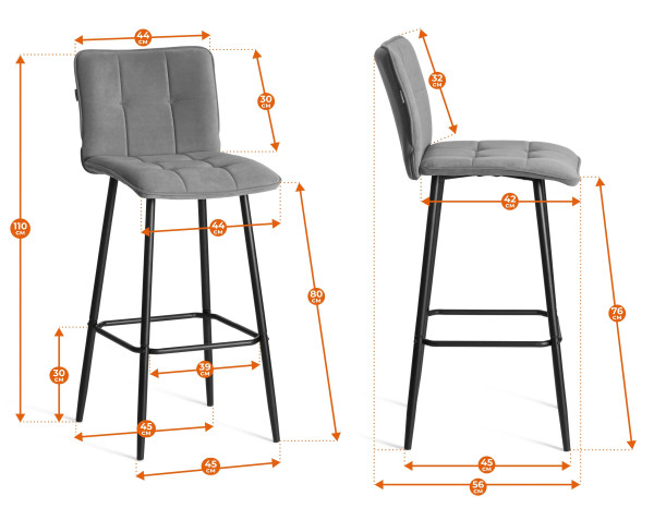 Барный стул  Bari/Бари велюр, бежевый, 7, 45х56х110 см фото № 16