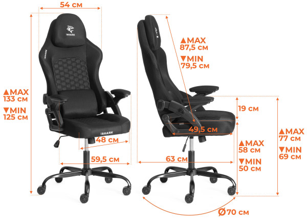 Кресло iShark ткань, черный фото № 20