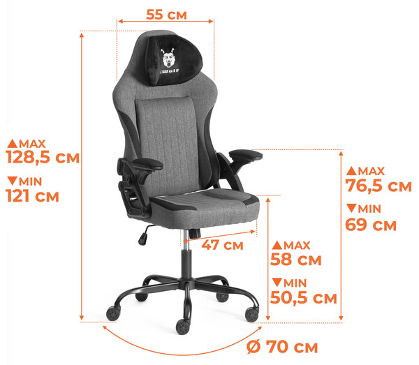 Кресло iWolf ткань, черный/коричневый фото № 19