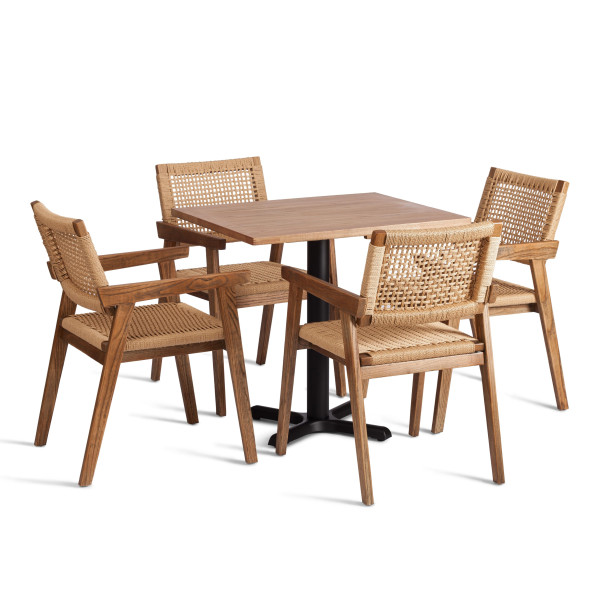 Стол VALHALLA (mod.XMS-T9111) дерево вяз/железная опора, 80х65х76 см, груша №3/черная опора фото № 4